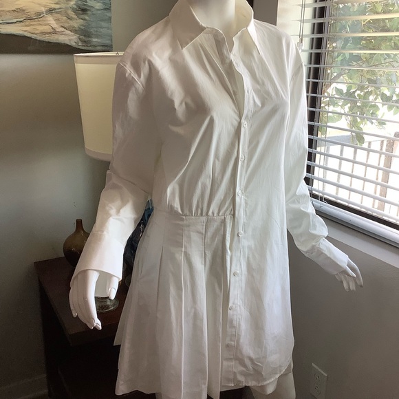 Zara White Cotton Layered Mini Shirt Dress - Picture 9 of 11